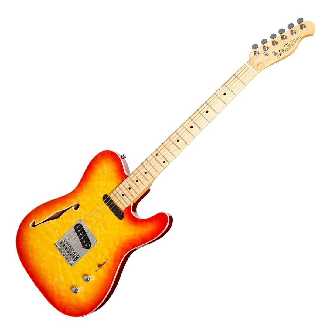 J&amp;D Luthiers Flame Maple Thinline TE-Style Electric Guitar (Cherry Sunburst)