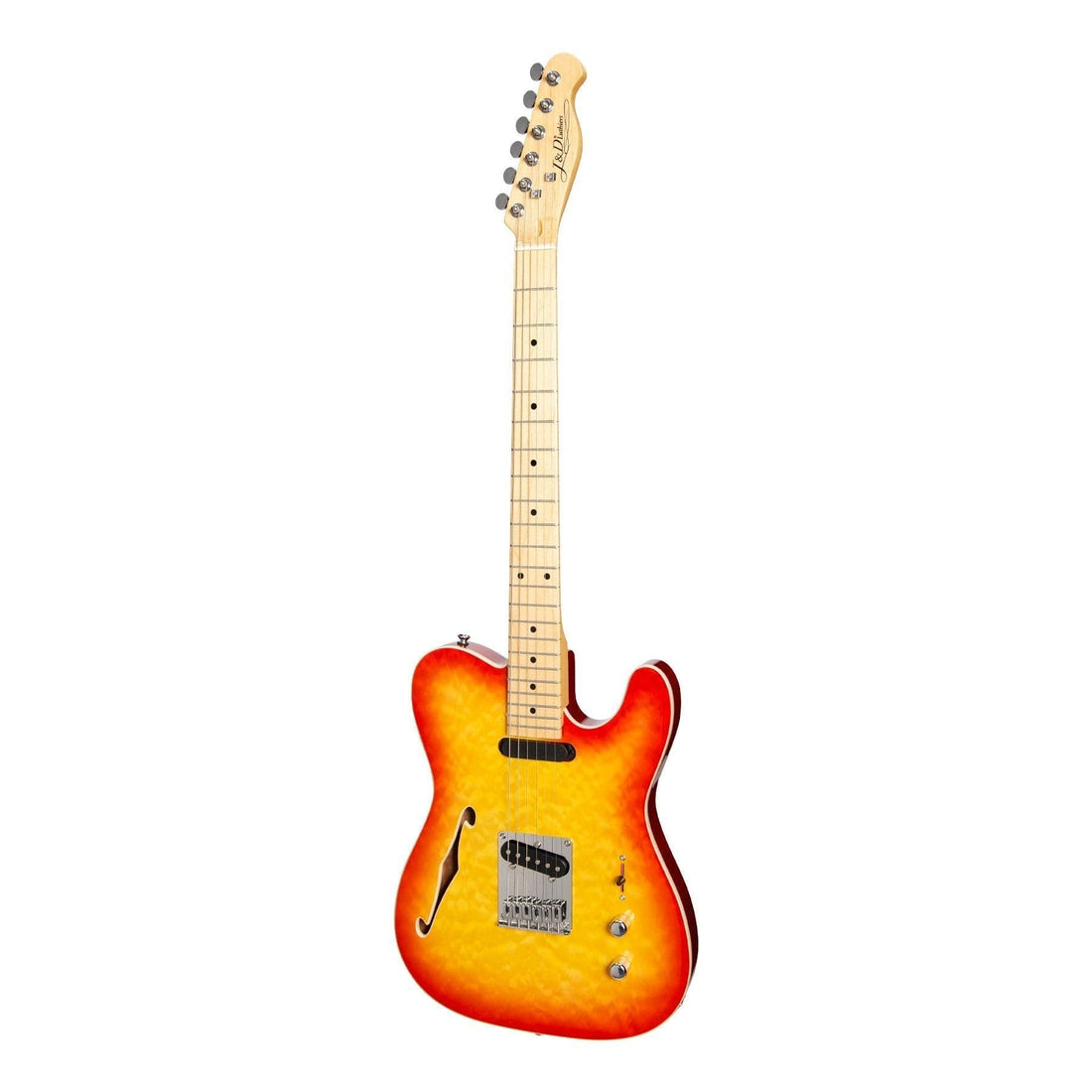 J&amp;D Luthiers Flame Maple Thinline TE-Style Electric Guitar (Cherry Sunburst)