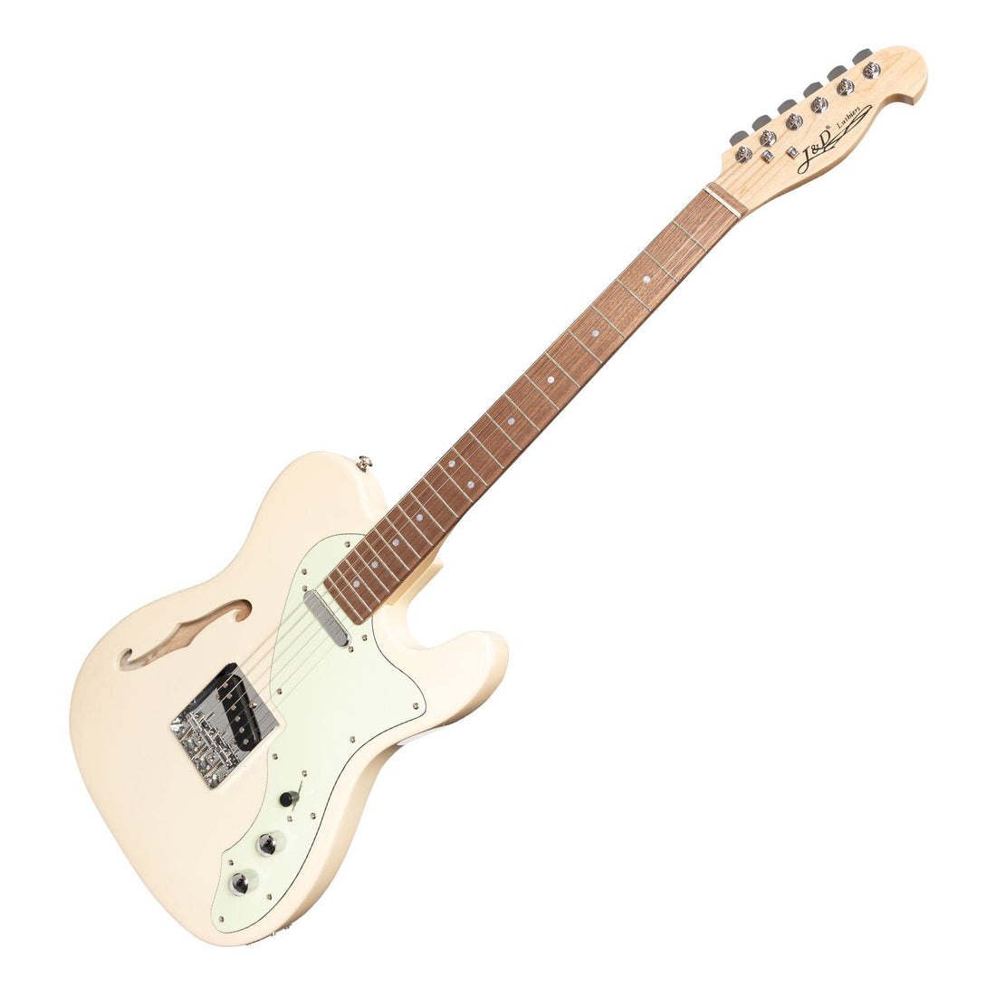 J&amp;D Luthiers Thinline TE-Style Electric Guitar (Vintage White)
