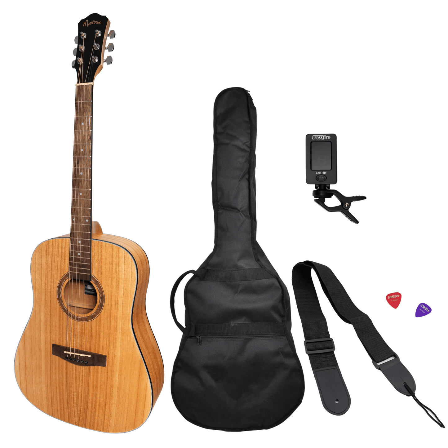 Martinez '41 Series' Dreadnought Acoustic Guitar Pack (Mindi-Wood) - GIG Guitars