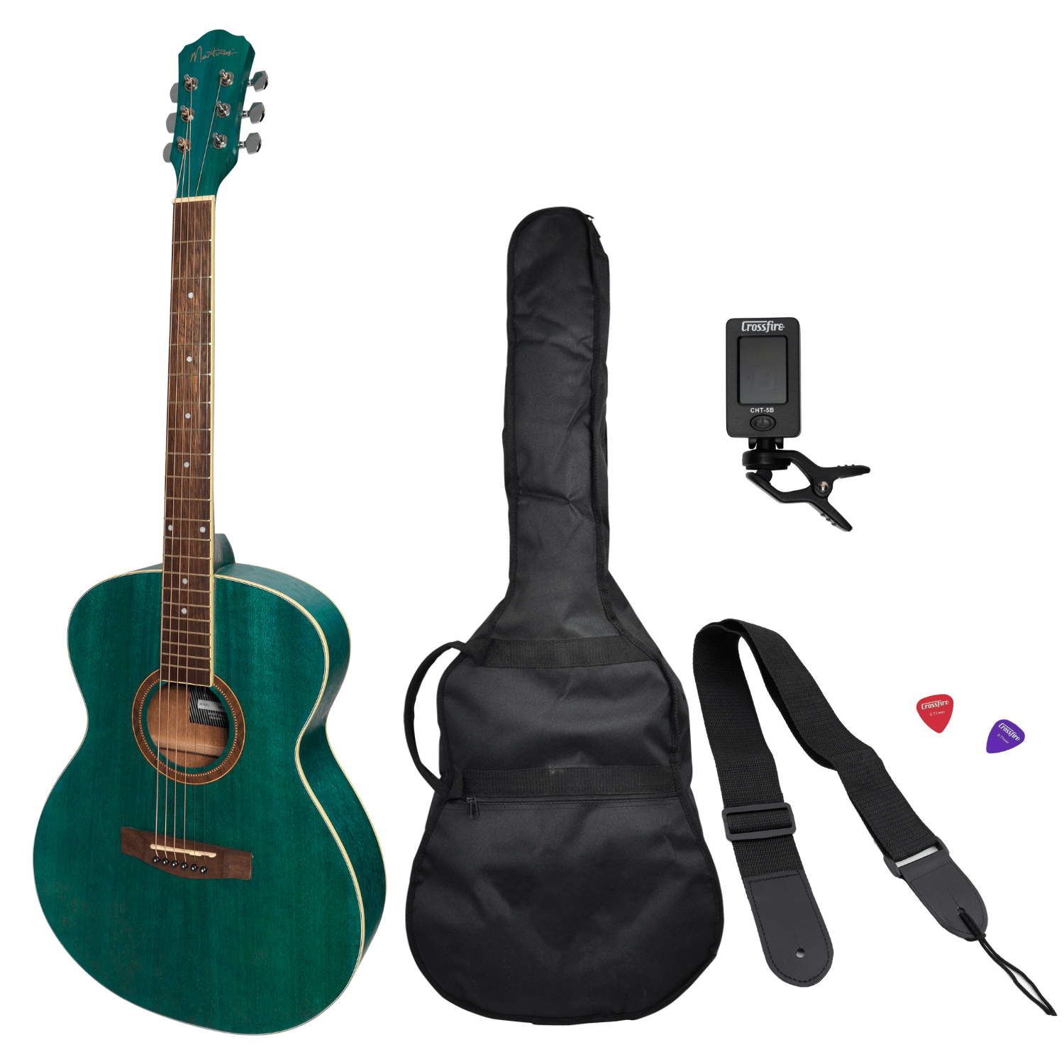 Martinez '41 Series' Folk Size Acoustic Guitar Pack (Teal Green) - GIG Guitars