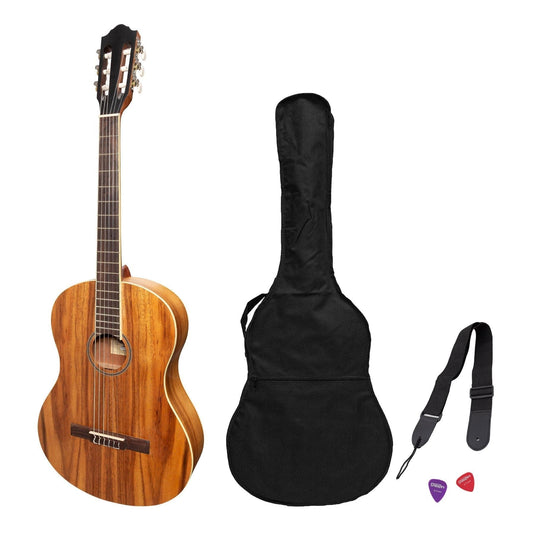 Martinez 'Slim Jim' Full Size Student Classical Guitar Pack with Built In Tuner (Rosewood) - GIG Guitars