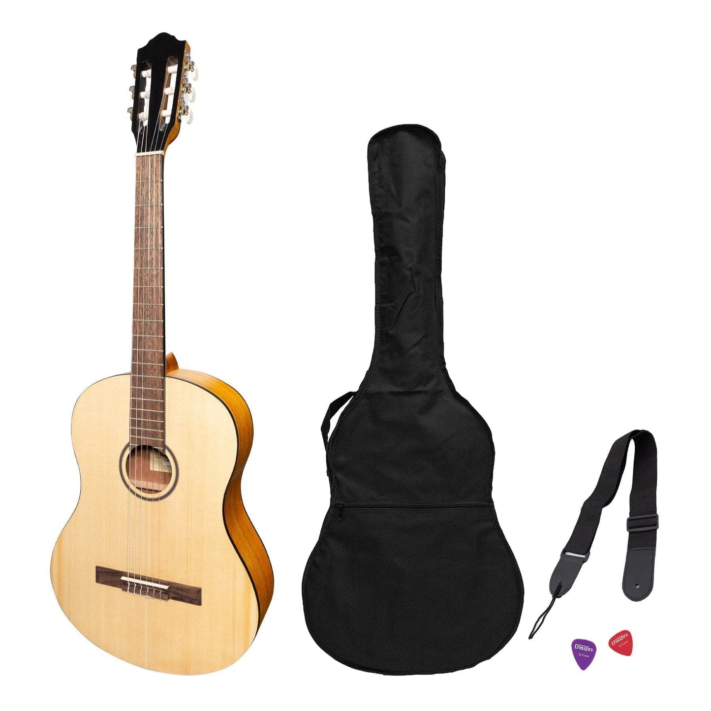 Martinez 'Slim Jim' Full Size Student Classical Guitar Pack with Built In Tuner (Spruce/Koa) - GIG Guitars