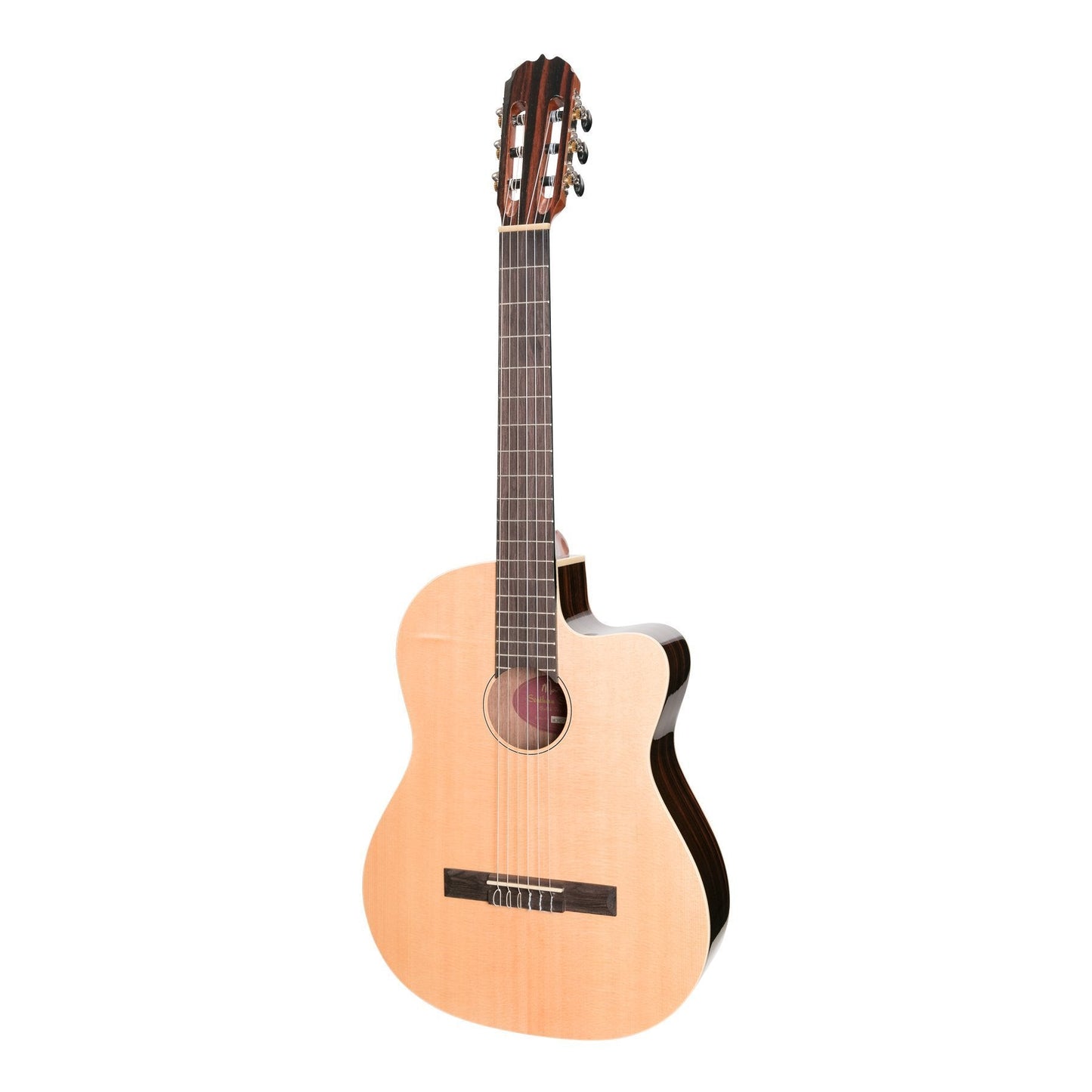 Martinez 'Southern Star Series' Spruce Solid Top Acoustic-Electric Classical Cutaway Guitar Natural Gloss