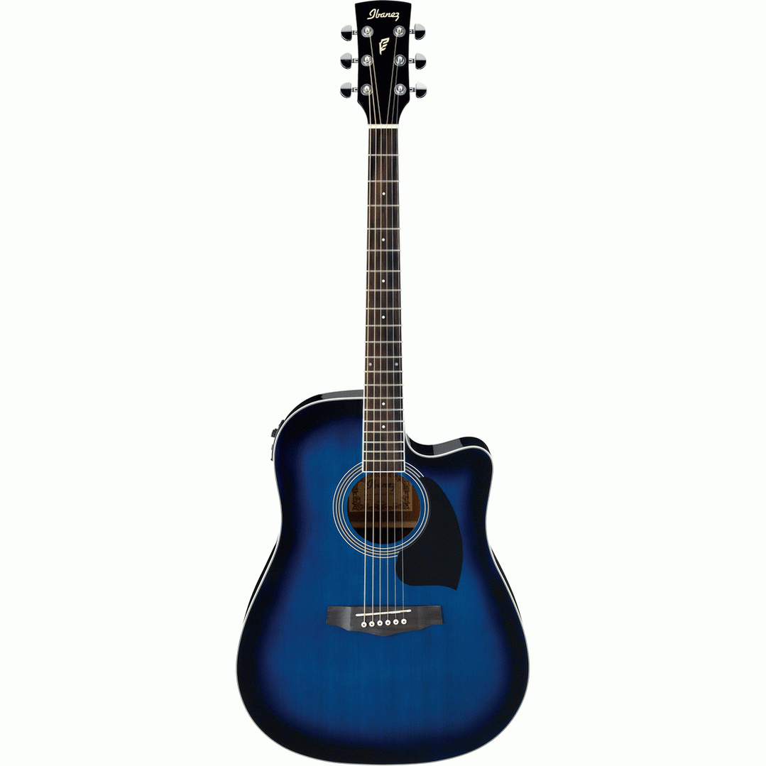 Ibanez PF15ECE TBS Acoustic-Electric Guitar – Transparent Blue Sunburst Acoustic Guitars