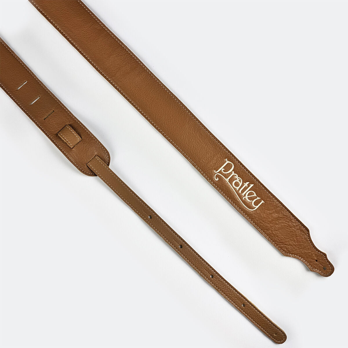 Pratley 2.5" Caramel Leather Strap with Suede Backing and embroidered logo