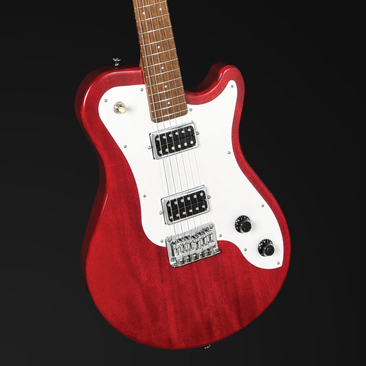 Pratley DVR Single Cutaway Solid Qld Blue Fig Body Electric Humbucker Guitar in Natural Red