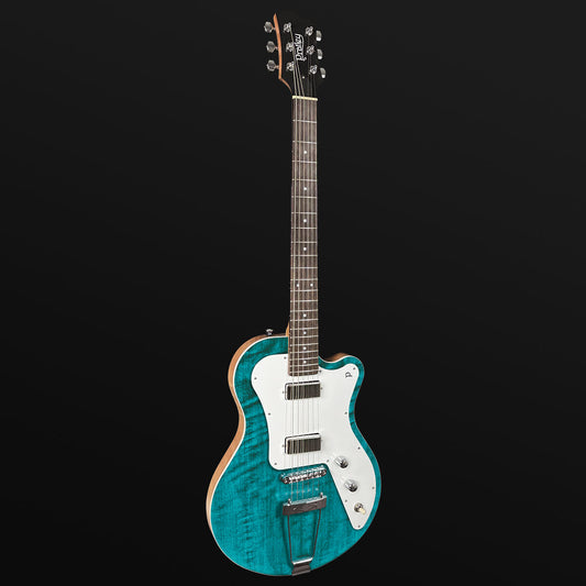 Pratley Indigo Pro Single Cutaway Solid Body Electric Mini Humbuckers Transparent Lagoon Blue