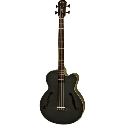 Aria FEB-F2M Elecord Series Medium Scale AC/EL Bass Guitar in Stained Black - GIG Guitars