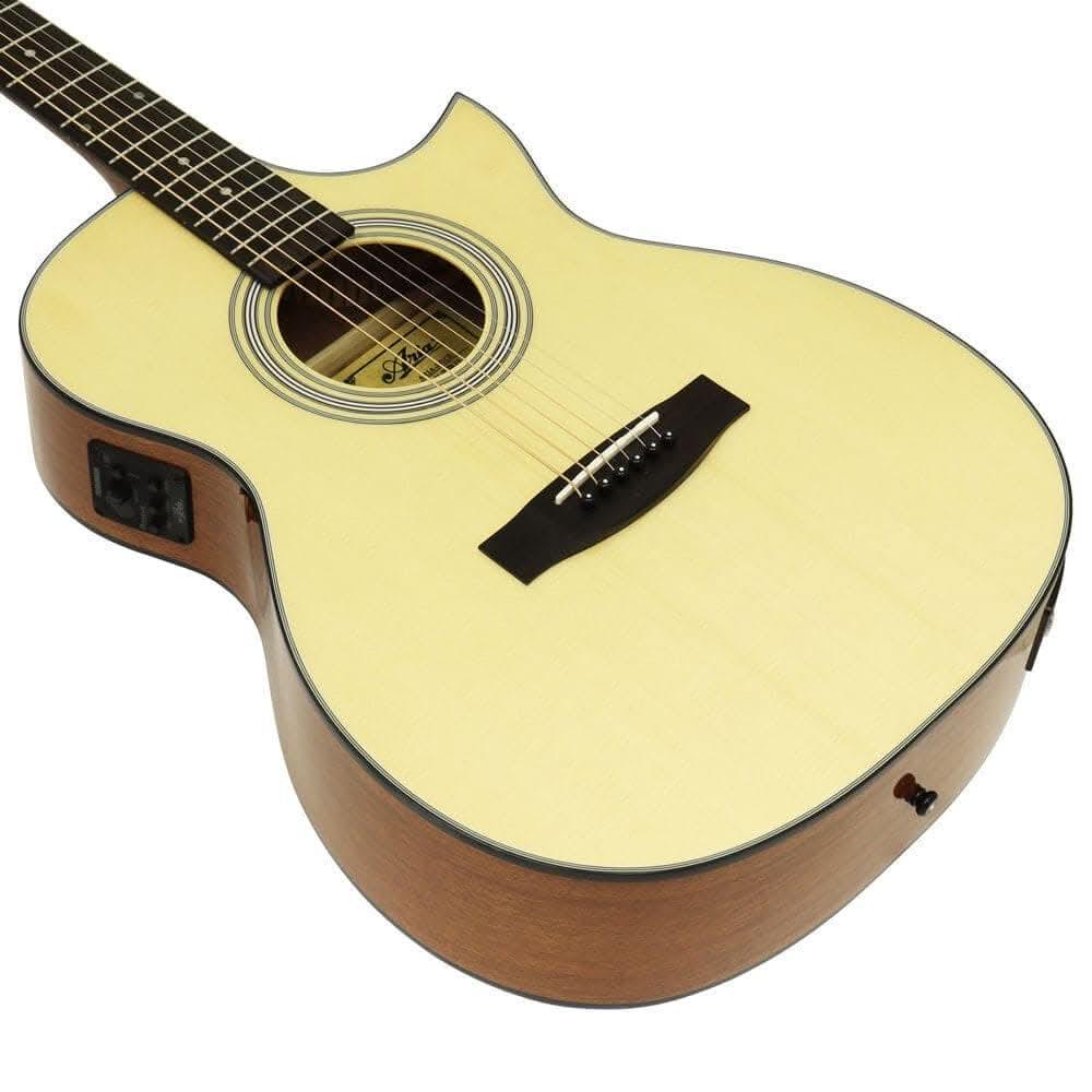 Aria 200 Series Orchestral AC/EL Guitar with Venetian Cutaway in Natural Gloss - GIG Guitars