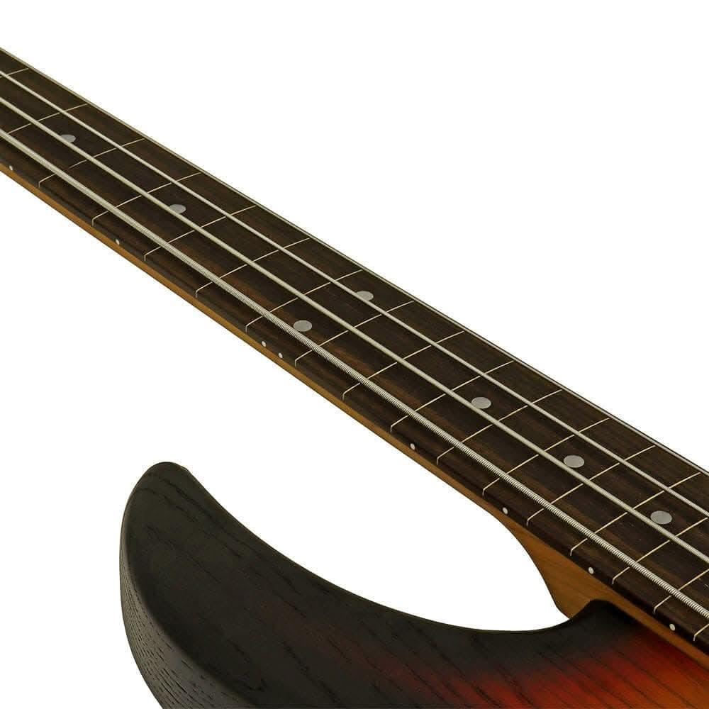 Aria 313JP Detroit Series 4-String Fretless Bass Guitar in Open-Pore Sunburst Finish - GIG Guitars