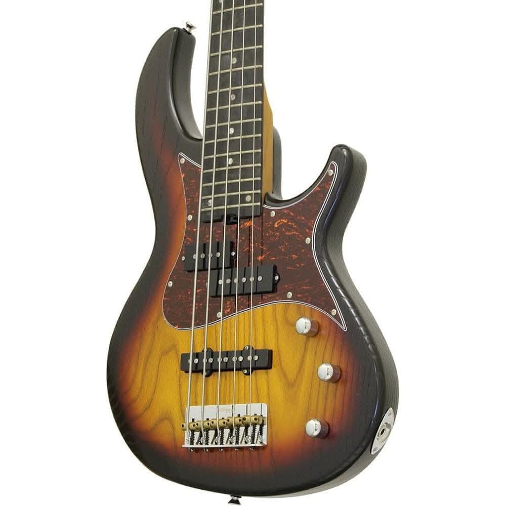 Aria 313MK2 Detroit Series 5-String Electric Bass Guitar in Open-Pore Sunburst Finish - GIG Guitars