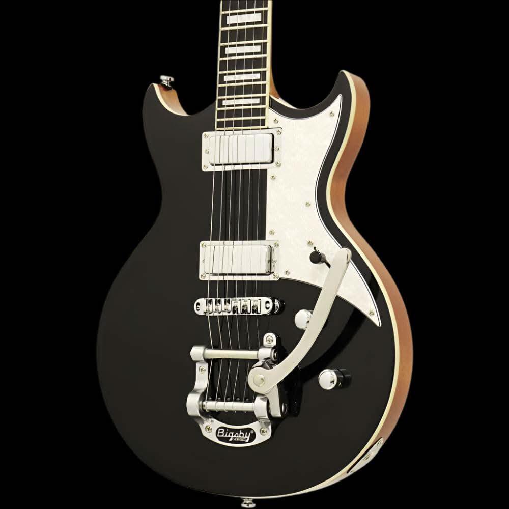 Aria 212-MK2 Bowery Semi-Hollow Electric Guitar in Black - GIG Guitars