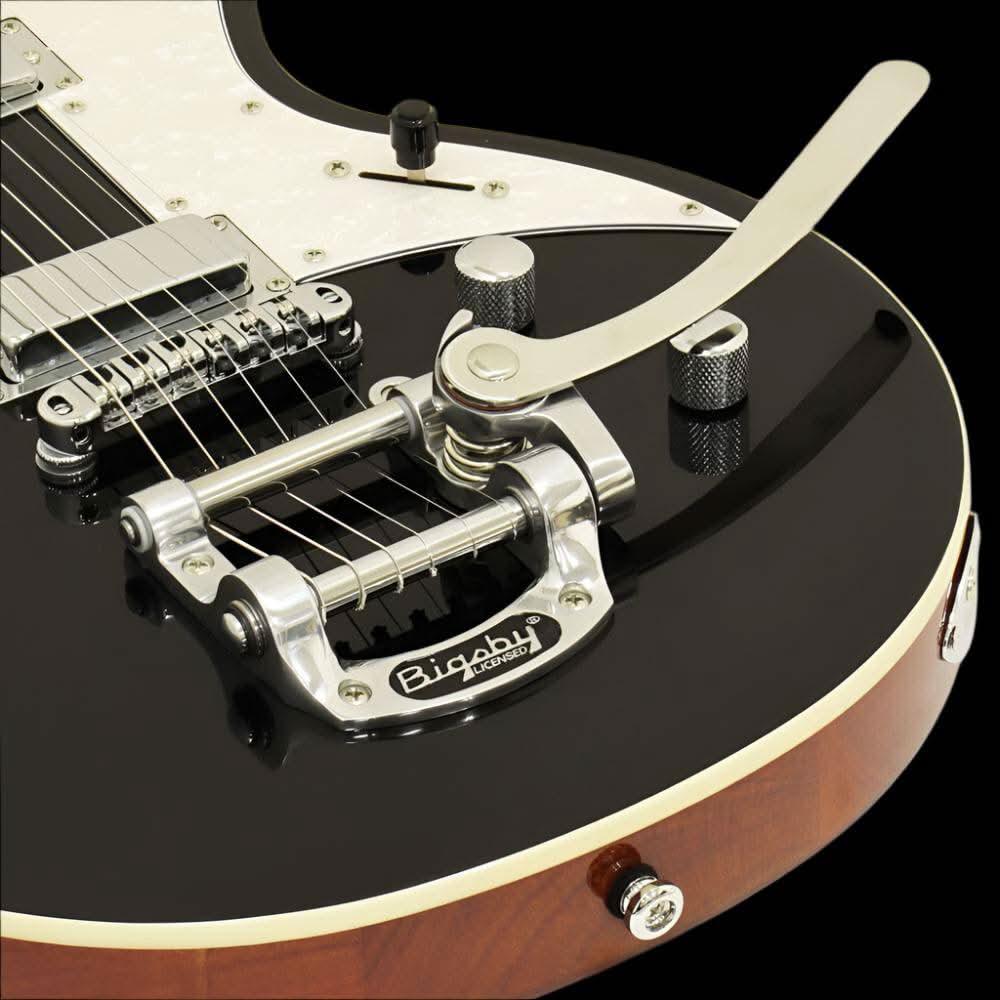 Aria 212-MK2 Bowery Semi-Hollow Electric Guitar in Black - GIG Guitars