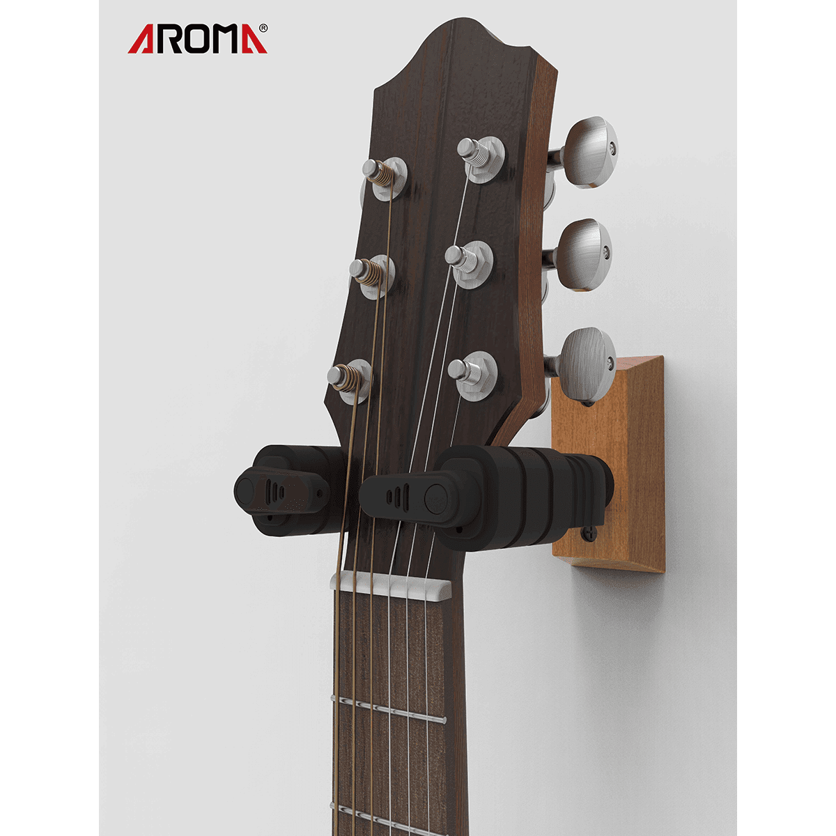 Aroma AH-89W Locking Guitar Wall Hanger Wood Mount - GIG Guitars