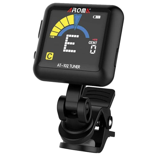 Aroma AT102BK Rechargable Chromatic Clip-on Tuner Black - GIG Guitars