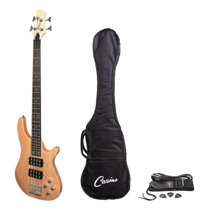 Casino '24 Series' Mahogany Tune-Style Electric Bass Guitar Set (Natural Satin) - GIG Guitars