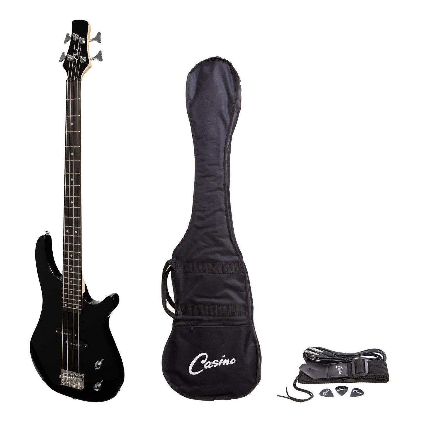 Casino '24 Series' Tune-Style Electric Bass Guitar Set (Black) - GIG Guitars