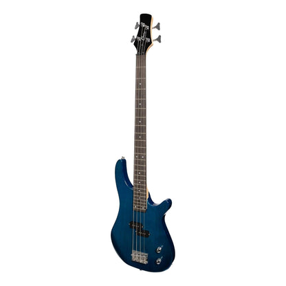 Casino '24 Series' Tune-Style Electric Bass Guitar Set (Transparent Blue) - GIG Guitars