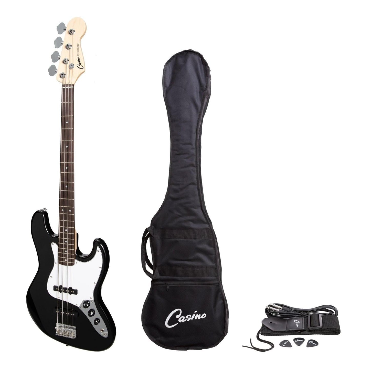 Casino J-Style Electric Bass Guitar (Black) - GIG Guitars