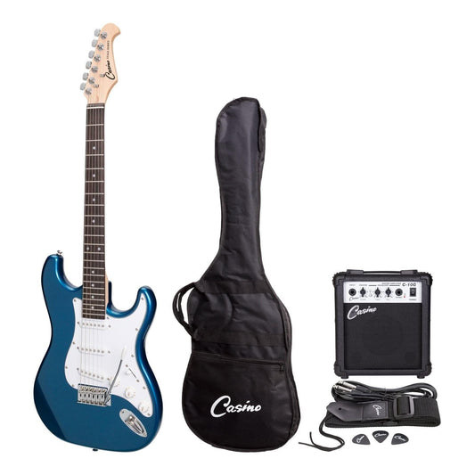 Casino ST-Style Electric Guitar and 10 Watt Amplifier Pack (Metallic Blue) - GIG Guitars