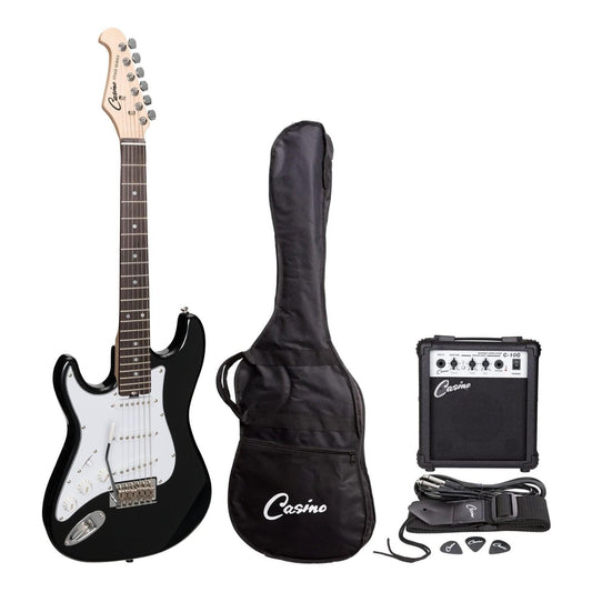 Casino ST-Style Left Handed Short-Scale Electric Guitar and 10 Watt Amplifier Pack (Black) - GIG Guitars