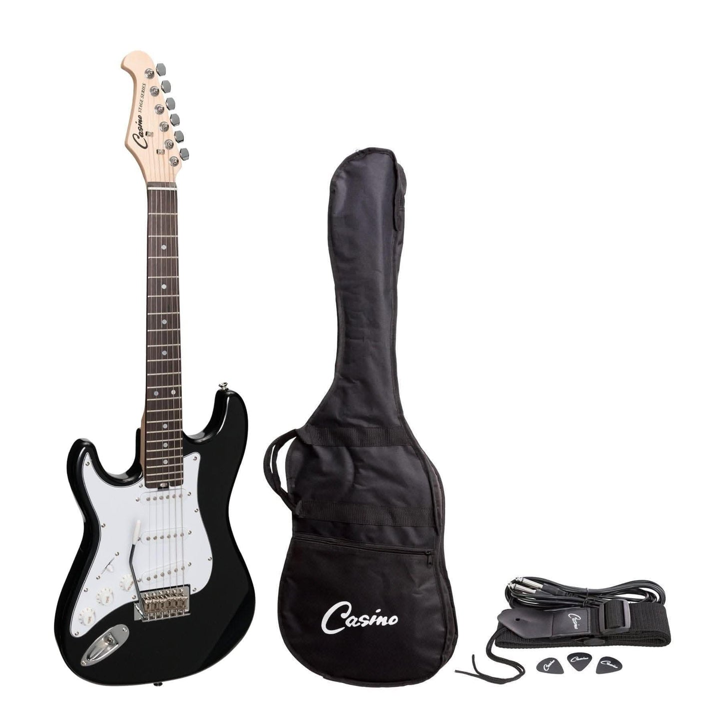 Casino ST-Style Left Handed Short-Scale Electric Guitar Set (Black) - GIG Guitars