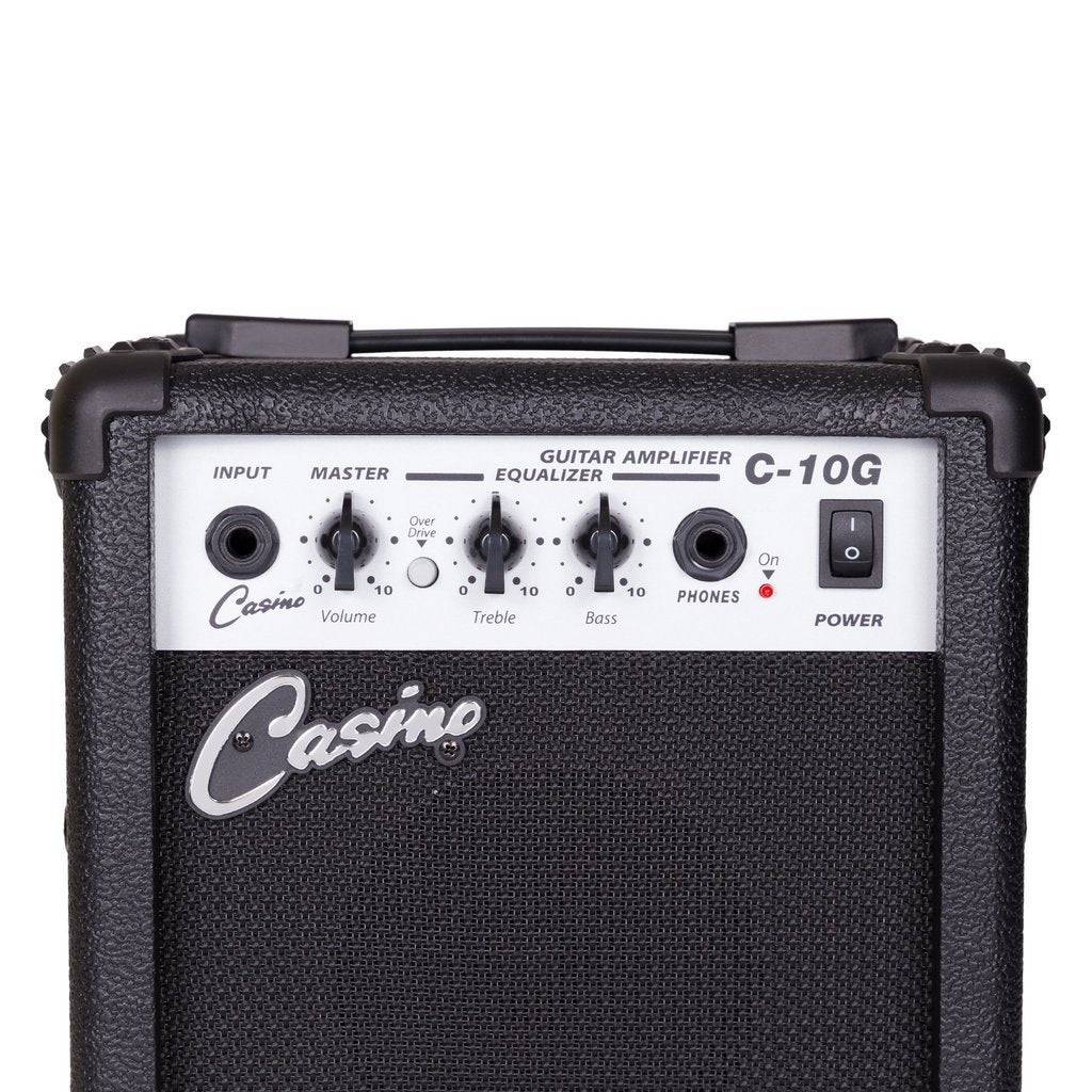 Casino ST-Style Short Scale Electric Guitar and 10 Watt Amplifier Pack Black