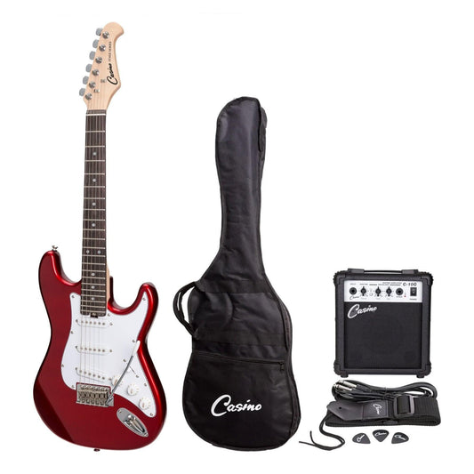 Casino ST-Style Short Scale Electric Guitar and 10 Watt Amplifier Pack (Candy Apple Red) - GIG Guitars