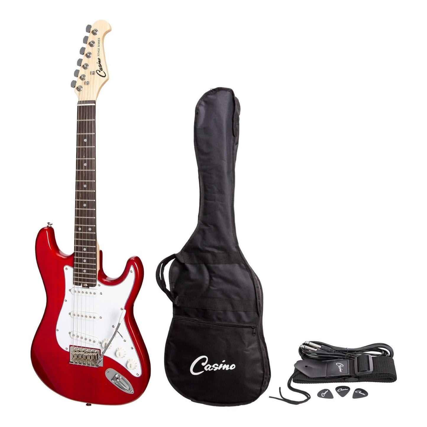 Casino ST-Style Short Scale Electric Guitar Set (Transparent Wine Red) - GIG Guitars