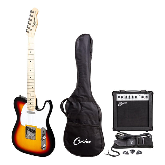 Casino TE-Style Electric Guitar Set and 15 Watt Amplifier Pack (Sunburst) - GIG Guitars