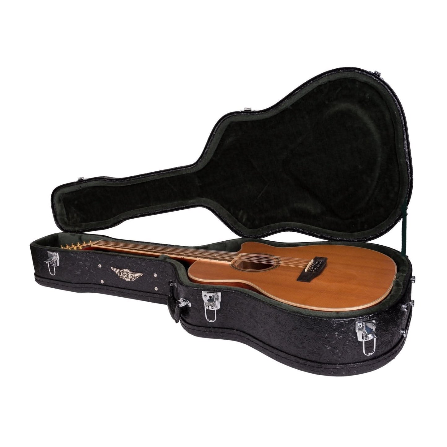 Crossfire Deluxe Shaped 12-String Acoustic Guitar Hard Case (Paisley Black) - GIG Guitars