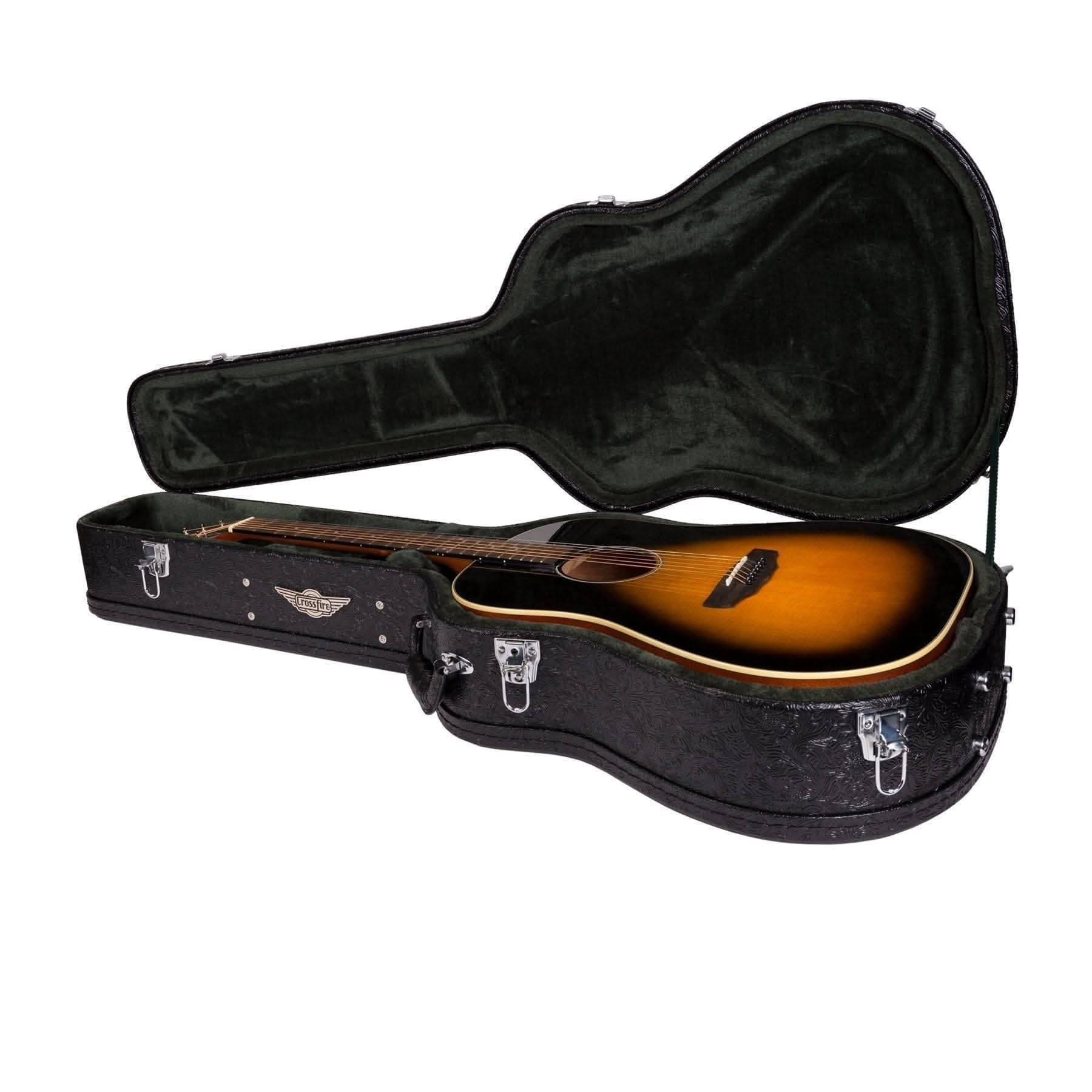 Crossfire Deluxe Shaped Dreadnought Acoustic Guitar Hard Case (Paisley Black) - GIG Guitars