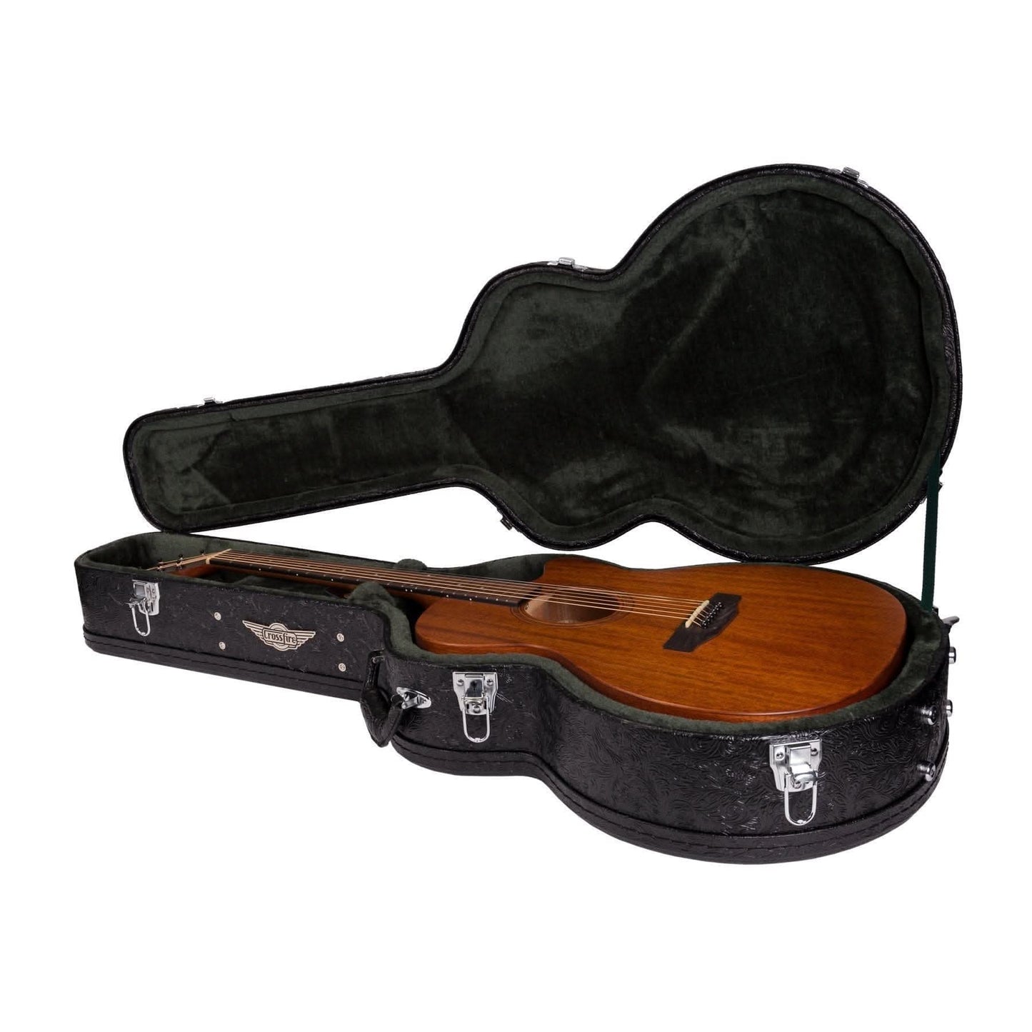 Crossfire Deluxe Shaped Small Body Acoustic Guitar Hard Case (Paisley Black) - GIG Guitars