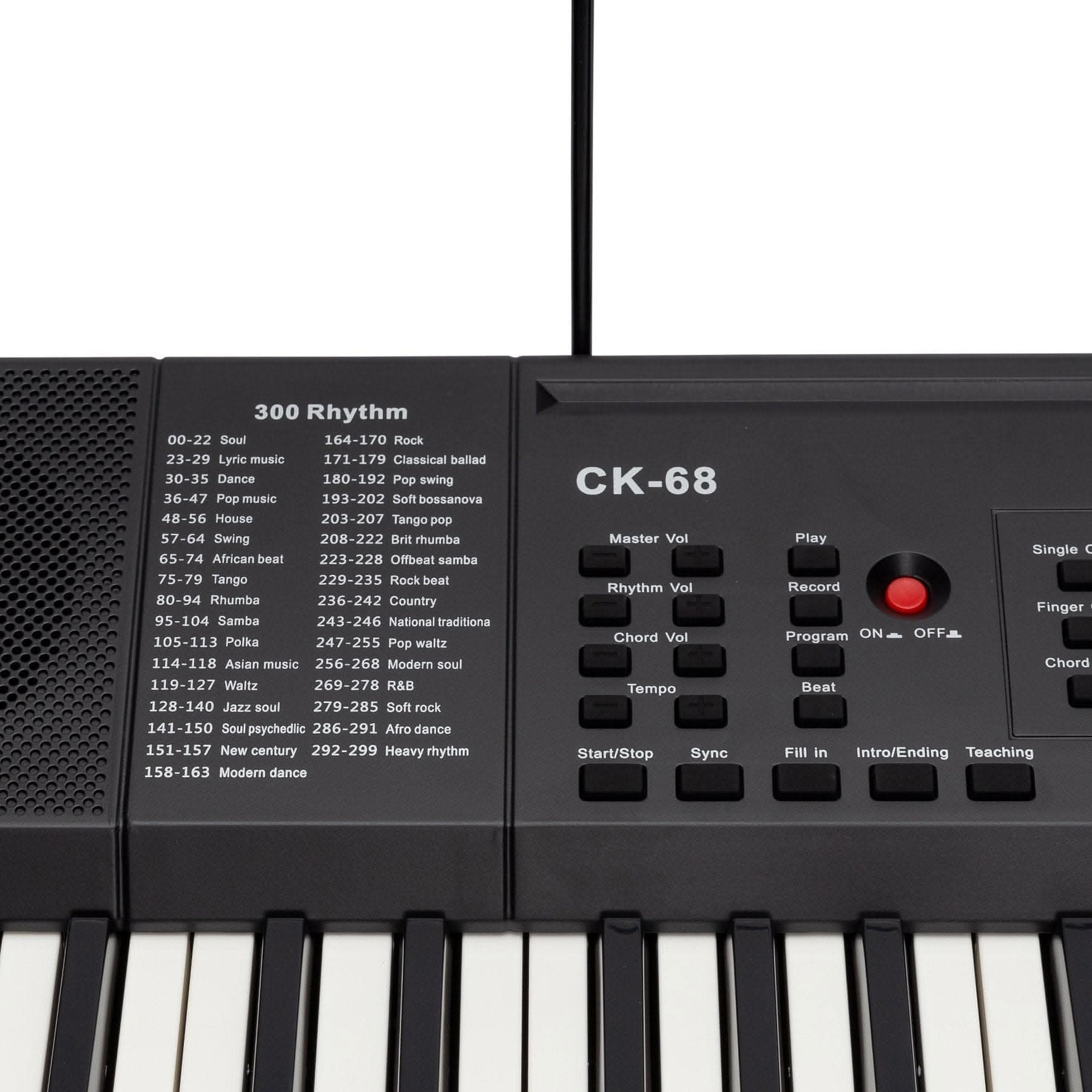 Crown CK-68 Touch Sensitive Multi-Function 61-Key Electronic Portable Keyboard with MIDI (Black) - GIG Guitars