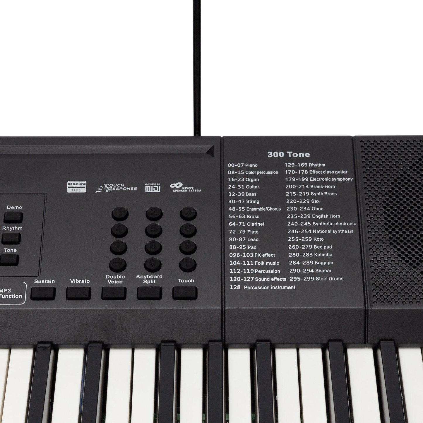 Crown CK-68 Touch Sensitive Multi-Function 61-Key Electronic Portable Keyboard with MIDI Black