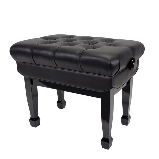 Crown Deluxe Double Padded Height Adjustable Large Piano Stool Height (Black) - GIG Guitars