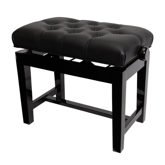 Crown Deluxe Frame Tufted Height Adjustable Piano Stool (Black) - GIG Guitars