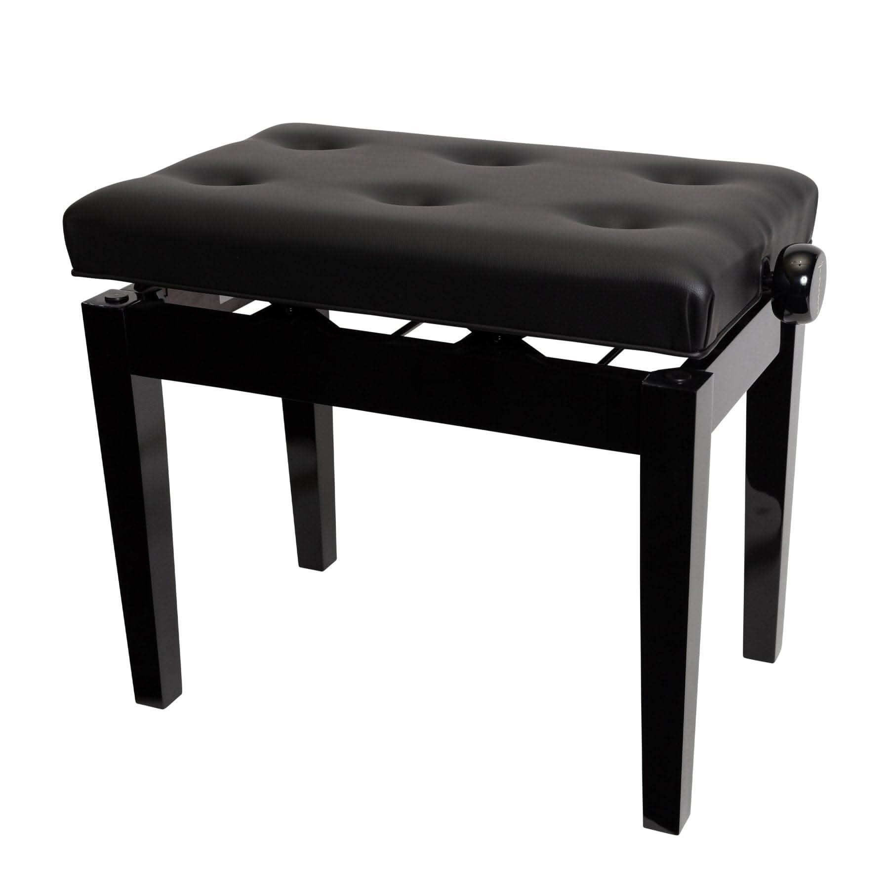 Crown Deluxe Tufted Height Adjustable Piano Stool (Black) - GIG Guitars