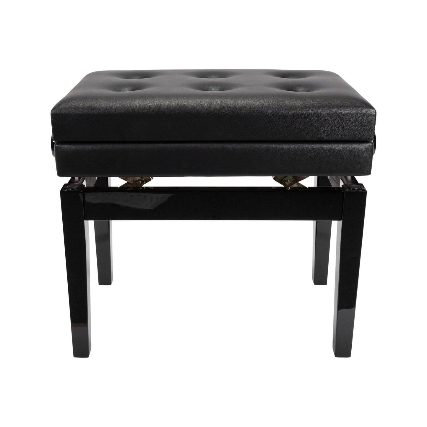 Crown Deluxe Tufted Height Adjustable Piano Stool with Storage Compartment (Black) - GIG Guitars