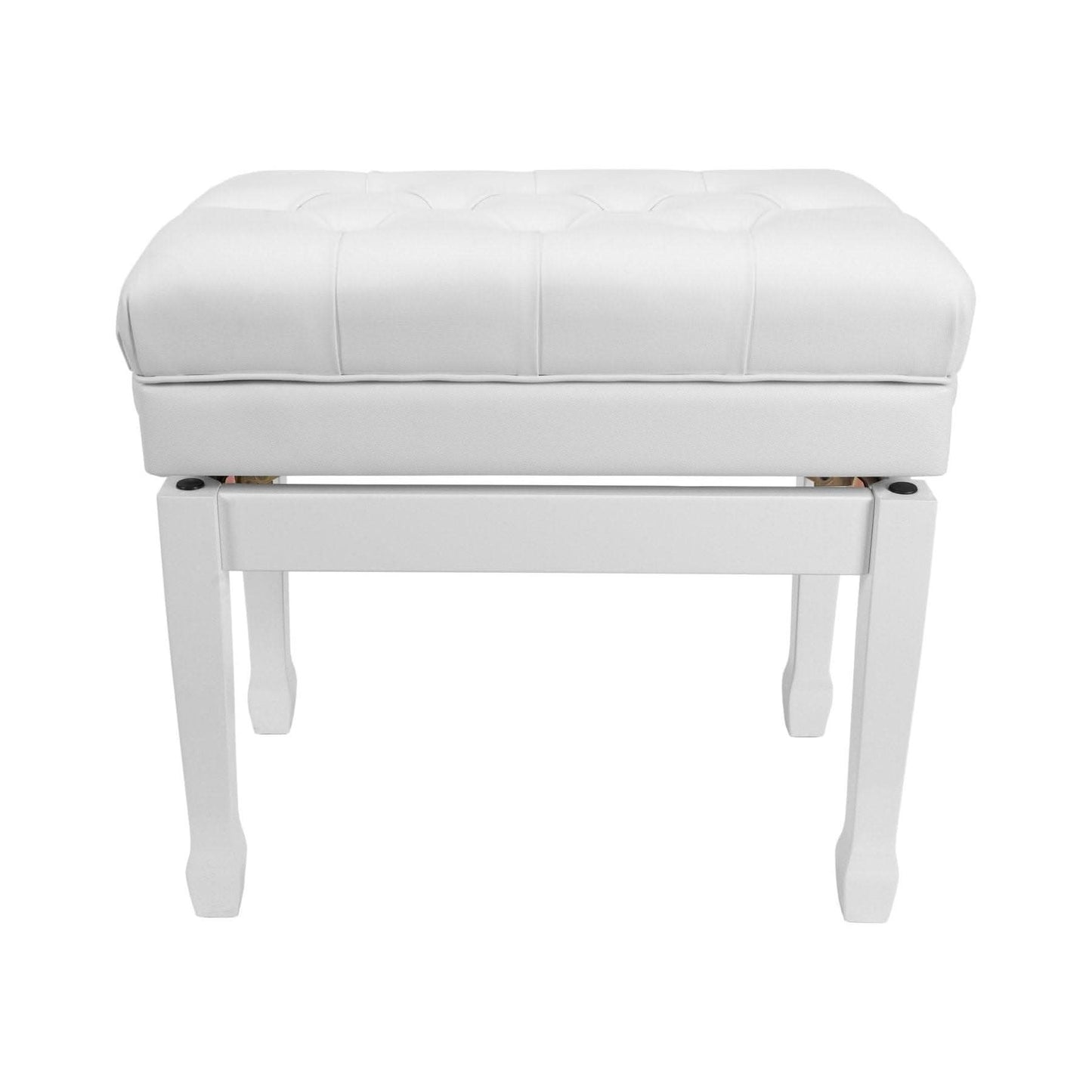 Crown Premium Tufted Double Padded Height Adjustable Piano Stool with Storage Compartment (White) - GIG Guitars