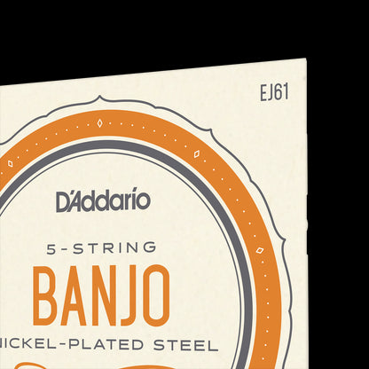 D’Addario EJ61 5-String Banjo Strings – Nickel Plated Steel (Medium 10-23)