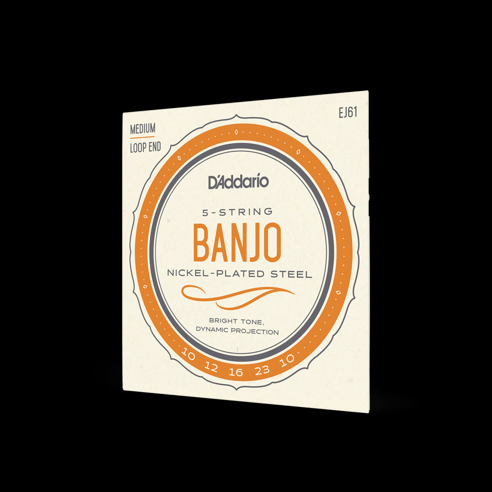 D’Addario EJ61 5-String Banjo Strings – Nickel Plated Steel (Medium 10-23)