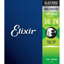 Elixir 19062 Optiweb 8-String Electric Light 10-74 Elixir Electric Guitar Strings