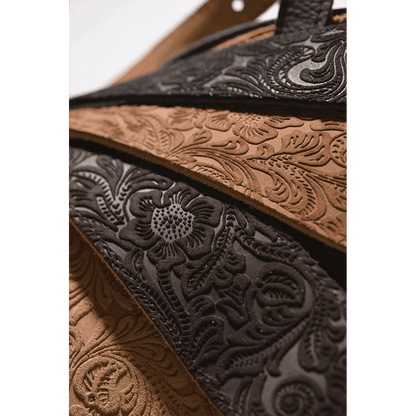 Franklin Embossed 2.5" Chocolate Suede with Pebbled Chocolate Glove Leather End - GIG Guitars