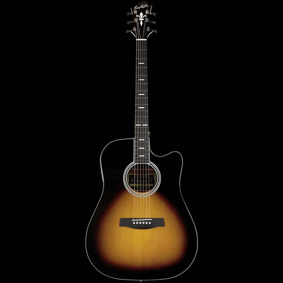 Hagstrom Siljan II Series Dreadnought AC/EL Guitar with Cutaway in Tobacco Sunburst + Branded Hardcase - GIG Guitars