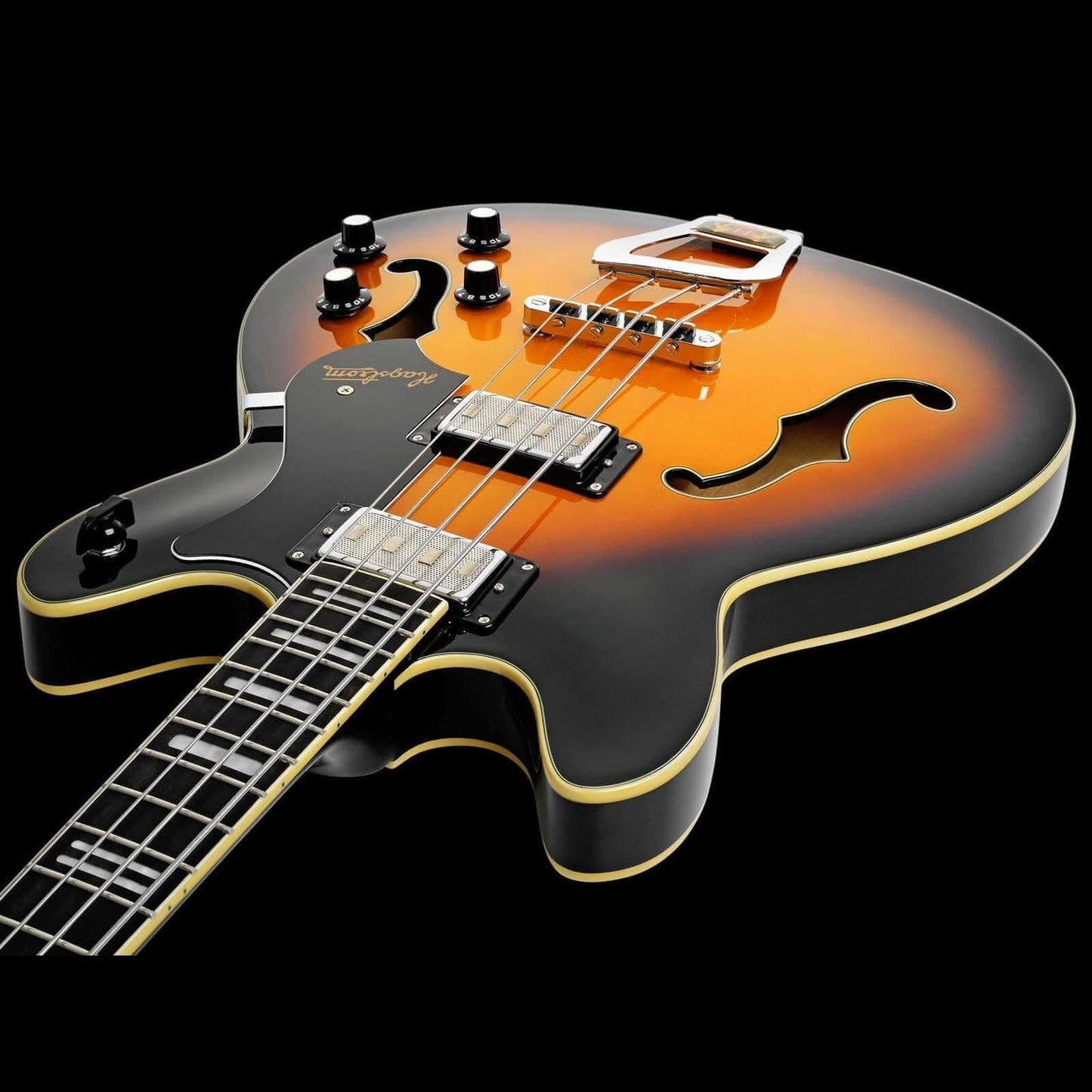 Hagstrom Viking Left Hand Semi-Hollow Bass Guitar in Tobacco Sunburst Gloss - GIG Guitars