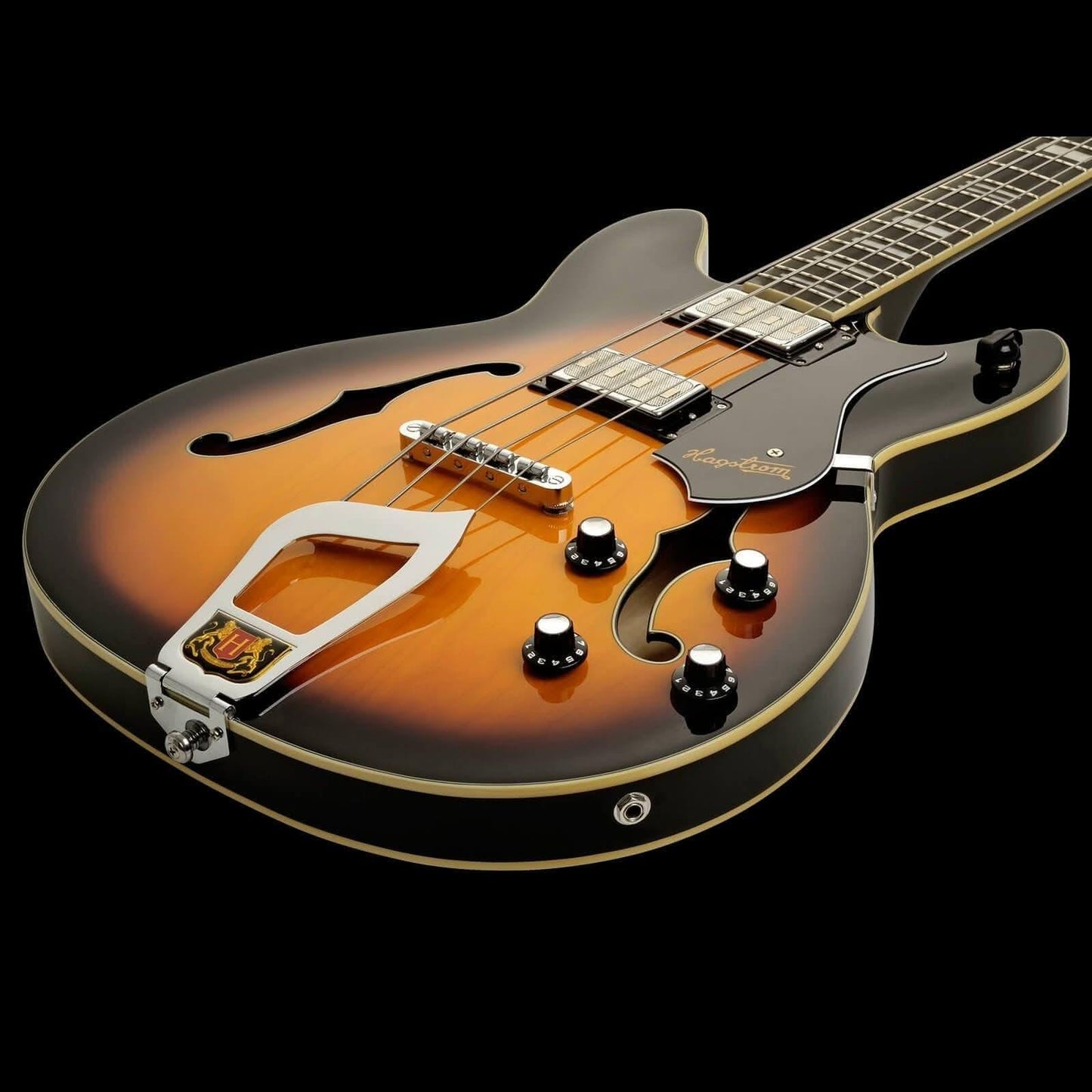 Hagstrom Viking Left Hand Semi-Hollow Bass Guitar in Tobacco Sunburst Gloss - GIG Guitars