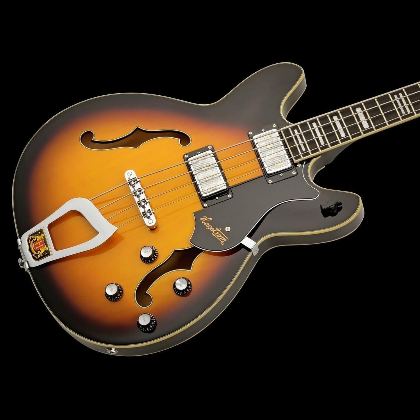 Hagstrom Viking Left Hand Semi-Hollow Bass Guitar in Tobacco Sunburst Gloss - GIG Guitars