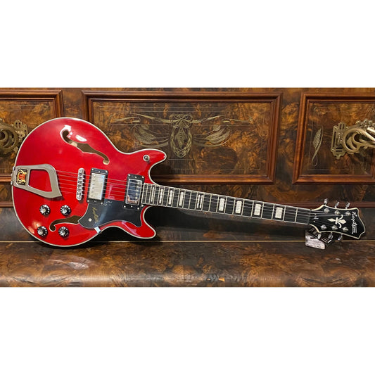 Hagstrom Alvar Semi-Hollow Guitar in Wild Cherry Transparent Gloss Display Stock Clearance Hagstrom Guitars Semi-Hollow Guitars